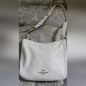 Coach Ellie File bag in chalk (white) pebbled leather gold hardware